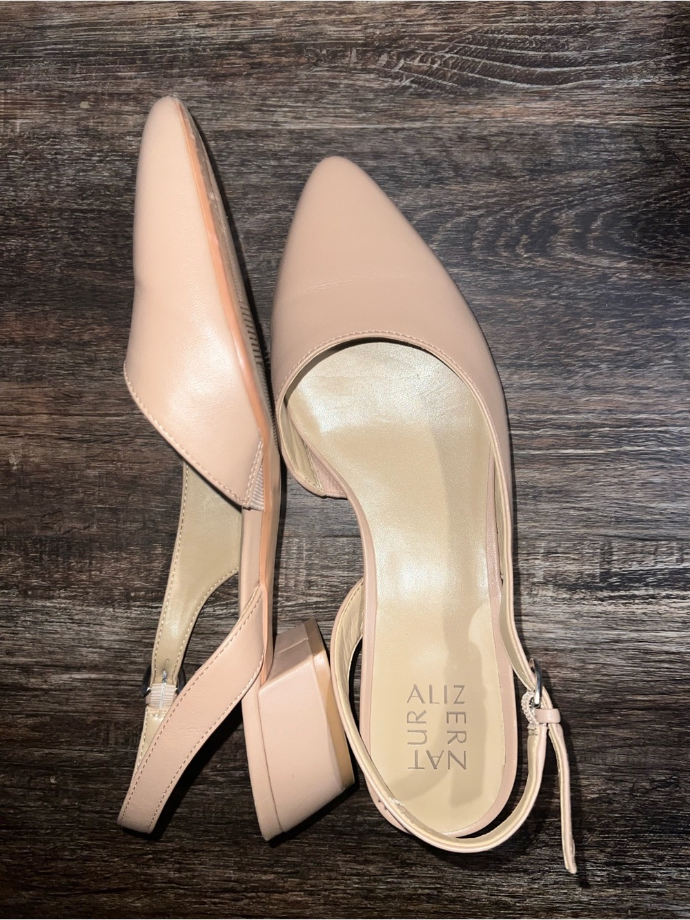 Naturalizer Beige Pointed-Toe Slingback Flats - Picture 3 of 4